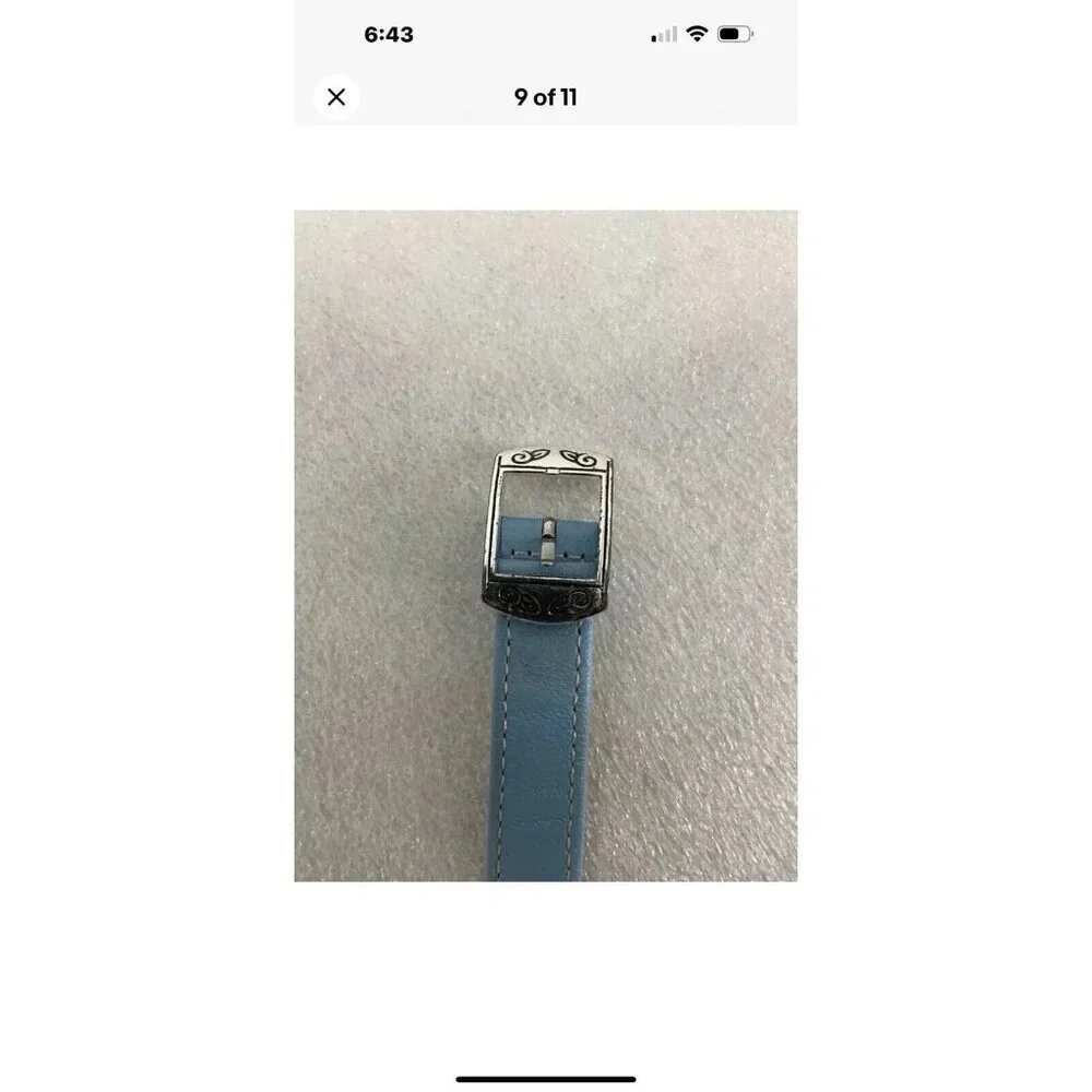 Brighton Women's Orchard Watch Silver with Blue Leather Band Has NEW BATTERY